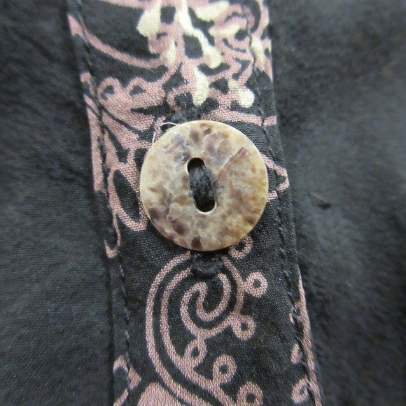 Citron Santa Monica Silk Shirt Blouse Top size XS FLAW Asian Band Collar Peacock - Picture 7 of 12